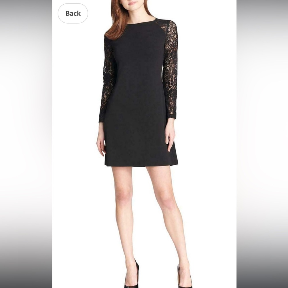 Tommy Hilfiger womens Classic dress, Black, long sleeve, Lace, 6